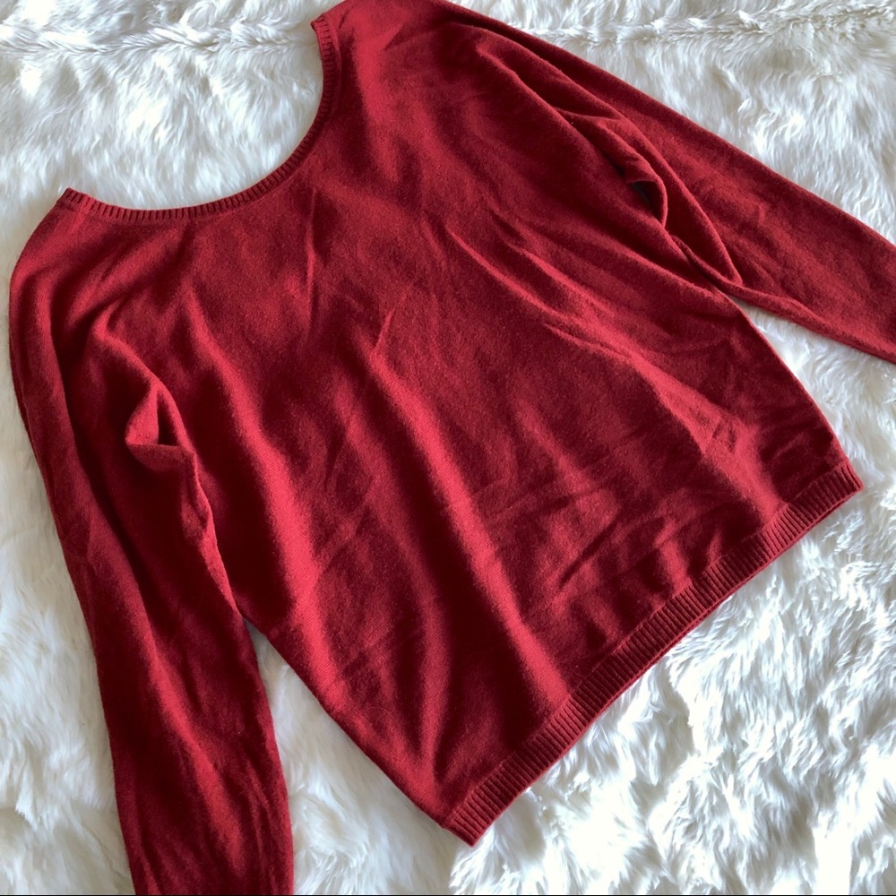 Vince Orange Cashmere V Cut Back Sweater
